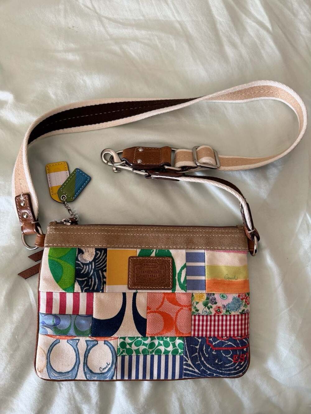 Coach Patchwork Multi-Color Canvas and Suede Crossbody Bag